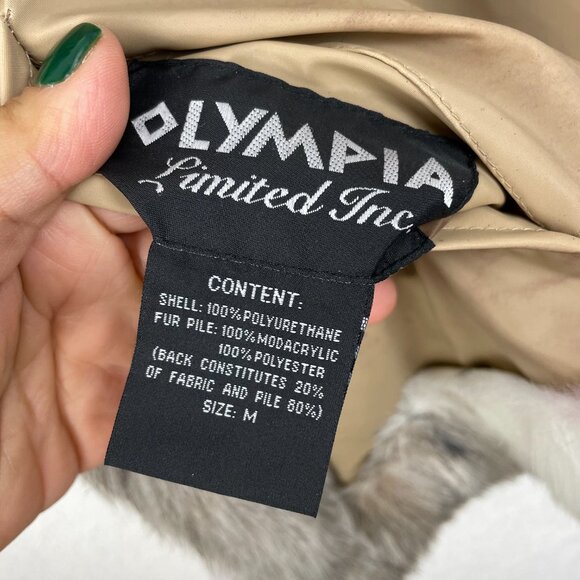 Olympia Vest Womens Medium Faux Fur Sleeveless Reversible Open Front Gray White - Picture 4 of 11